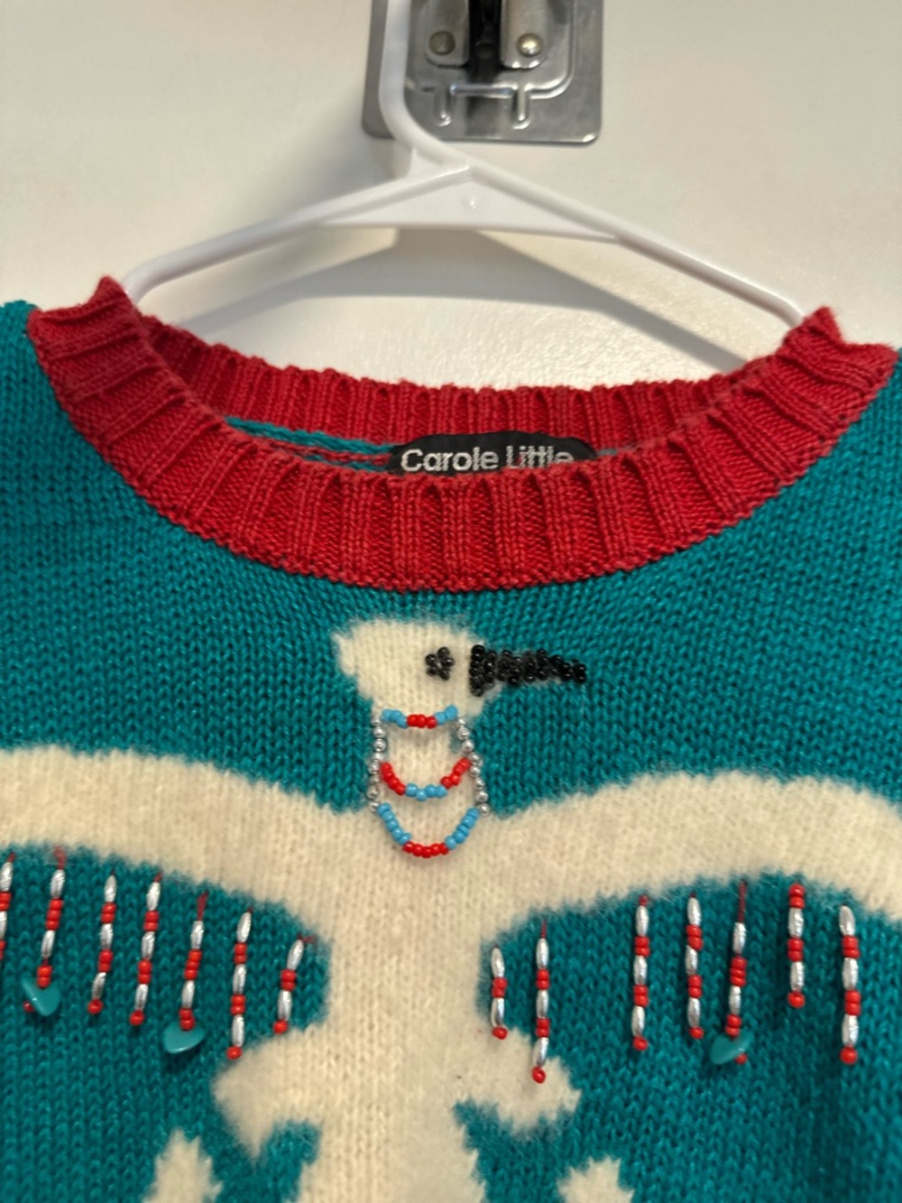 VTG Carole Little Wool/rabbit Blend. Thunderbird Aztec beaded Colorful Sweater. - Picture 10 of 12
